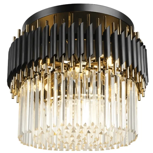 Flush Modern Black Crystal Chandelier CH25510B