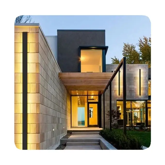 Modern black IP65 outdoor wall lights mounted beside a front door