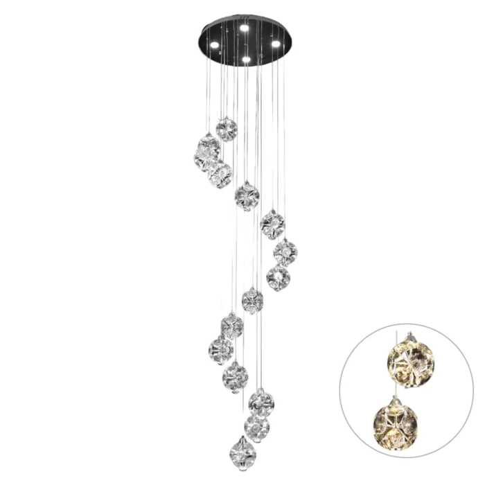 Crystal spiral cluster chandelier CH262/15C-600