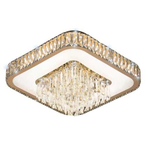 Flush Square Ceiling Crystal Chandelier