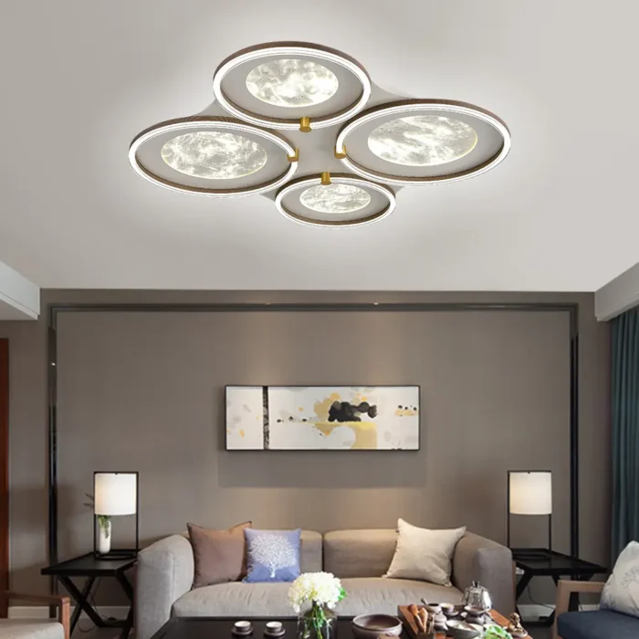 Quadra Modern Moon Round Flush Ceiling Light