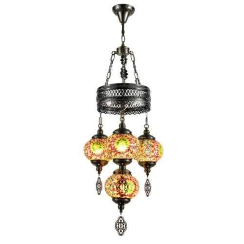 Turkish Moroccan Mosaic 4 Light Pendant Chandelier TUR008/4