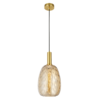 Oval Textured Amber Glass Shade Brass Gold Pendant Light CP203